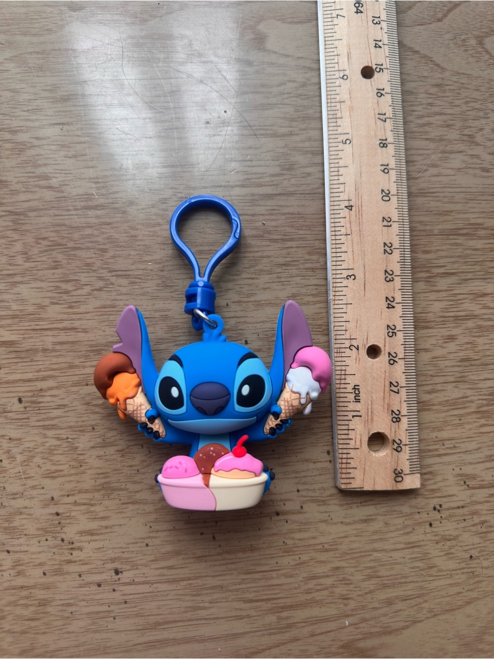 Disney Blue Stitch Ice Cream Keychain Charm with Multicolor Scoops